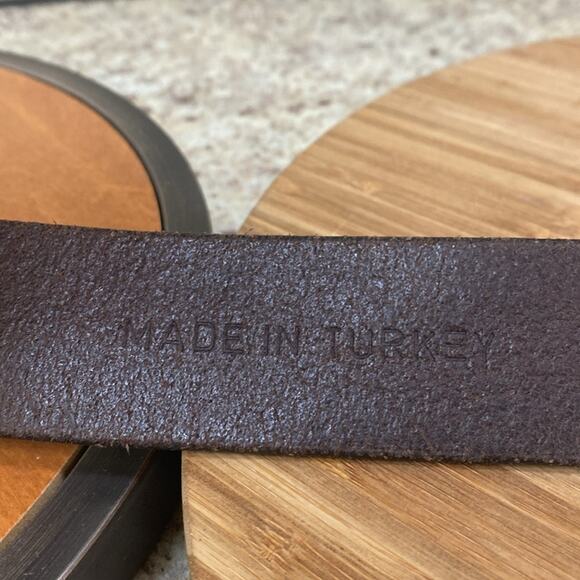 Ralph Lauren Polo Jeans brown leather belt O-ring clasp with signature